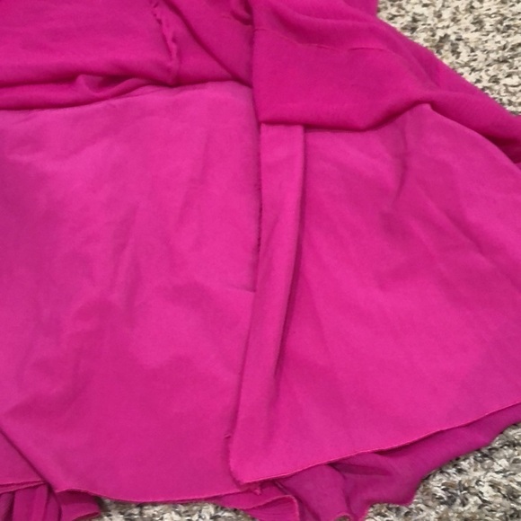 Badgley Mischka Fluorescent Chiffon Gown Size 2 Magenta Pink Pleated Maxi Dress - Picture 6 of 9